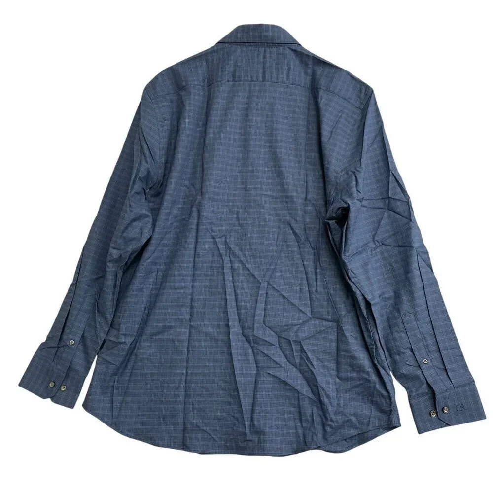 NEW Banana Republic Men's XXL Slim Fit Button down Dress Shirt Plaid Blue